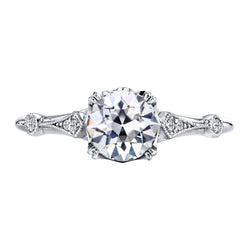 Luxe Solitaire Ring met Accenten met Antiek Cushion Fijne