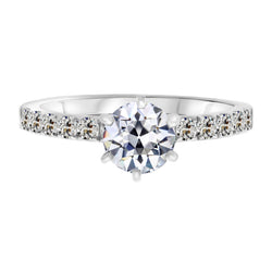 Stijlvol Solitaire Ring met Accenten met Old Mine Slijpvorm