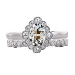 Old Mine Slijpvorm Halo Zetting Ring – Fijne Diamant 3 karaat
