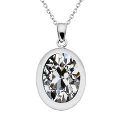 14K Witgoud Antiek Cushion Diamant Hanger Halsketting 4,50 karaat