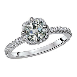 Halo Verlovingsring 14K Witgoud – Fijne Diamant Cushion 5 karaat