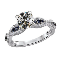 Luxe Briljant Solitaire Ring met Accenten – 2 karaat 14K Witgoud