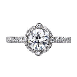 Briljant Halo Zetting Ring 2 karaat – 14K Witgoud