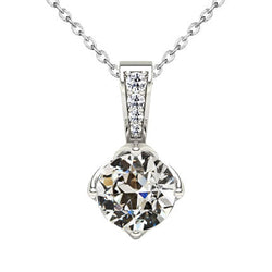 14K Witgoud Fijne Diamant Hanger – 2-karaat Antiek Cushion