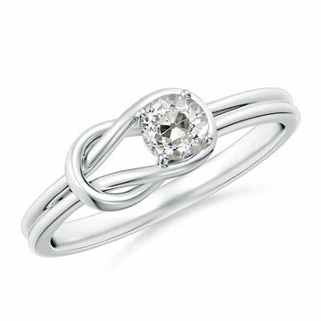 Old Miner Solitaire Ronde Echt Diamanten Ring Knoopstijl 1 Karaat Witgoud