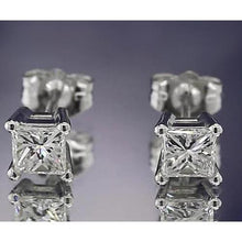 Afbeelding in Gallery-weergave laden, Oorbel Met Echt Diamanten Studs 1,50 Karaat Princess Cut Witgoud 14K F VS1
