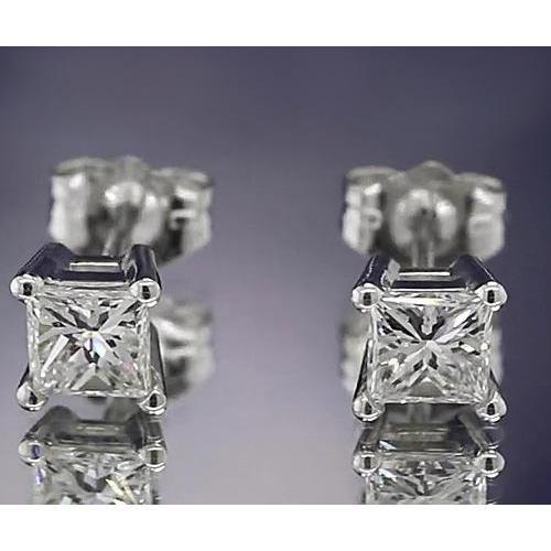 Oorbel Met Echt Diamanten Studs 1,50 Karaat Princess Cut Witgoud 14K F VS1