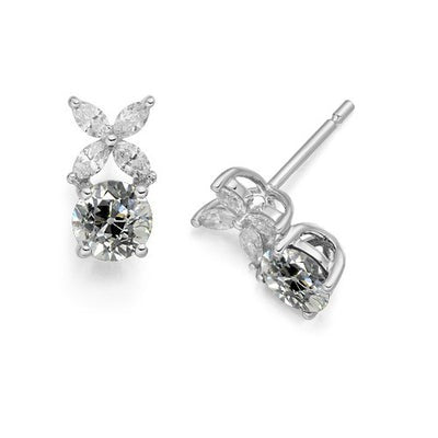 Oorknopjes Voor Dames Marquise & Ronde Oude Mijnwerker Echt Diamanten 3,50 Karaat