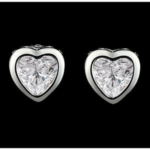 Oorknopjes Voor Dames Met Echt Hart-Diamant Bezel Set 2 Karaat