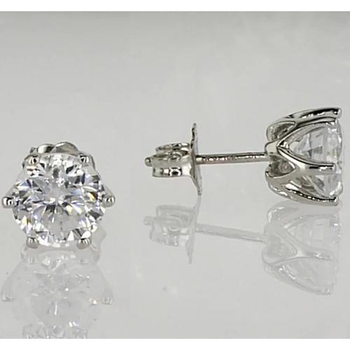 Oorknopjes 1.50 Karaat Zes Prong Ronde Echt Diamant Wit Goud 14K