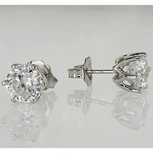 Afbeelding in Gallery-weergave laden, Oorknopjes 1.50 Karaat Zes Prong Ronde Echt Diamant Wit Goud 14K
