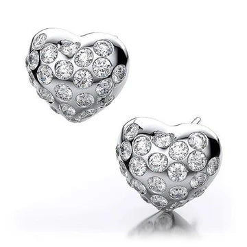 Oorknopjes In Hartvorm 3.20 Ct Rond Geslepen Echt Diamanten Wit Goud 14K
