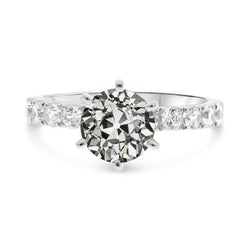 Oud Geslepen Echt Diamanten Solitaire Ring met Accenten 6 Tanden set 6,50 Karaat