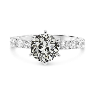 Oud Geslepen Echt Diamanten Solitaire Ring met Accenten 6 Tanden set 6,50 Karaat