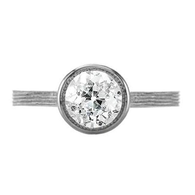 Oude Europese Echt Diamant Solitaire Ring Ronde Bezel Set 1,25 Karaat Vintage Stijl