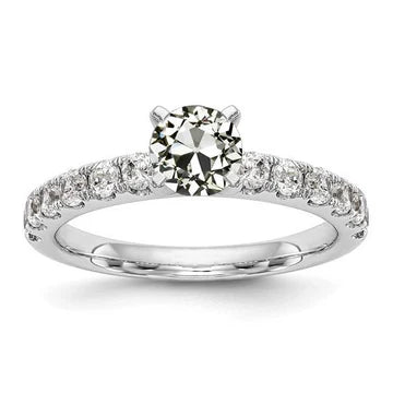 Oude Europese Echt Diamanten Solitaire Ring Met Accenten Wit Goud 3 Karaat