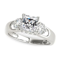 Trouwring met Oud Europees Geslepen vierkante natuurlijke uit de aarde gewonnen diamant, 14K goud, 5.50 karaat