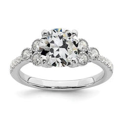 Oud Geslepen Natuurlijke uit de aarde gewonnen Diamanten Trouwring met Pootjes en Kastzetting 3.50 Karaat Gouden Sieraden