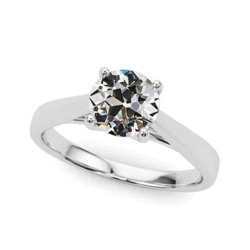 Oude Mijn Geslepen Echt Diamant Solitaire Ring 14K Goud 1,50 Karaat