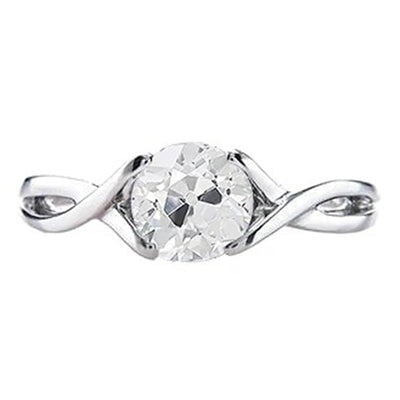 Oude Mijn Geslepen Echt Diamanten Solitaire ring 1 Karaat Gespleten Schacht Vrouwen Sieraden