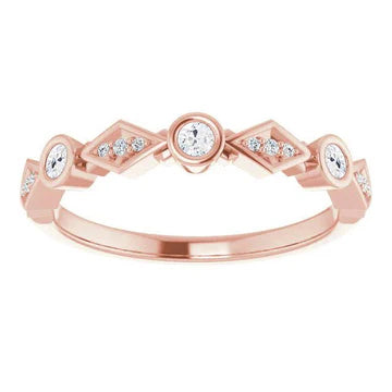 Oude Mijnwerker Echt Diamant Halve Eeuwigheid Band 2,25 Karaats Bezel Set Rosé Goud