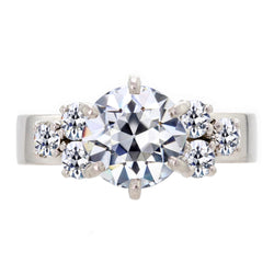 Oude Mijnwerker Natuurlijke uit de aarde gewonnen Diamanten Ring met Accenten 6 Prong Gezet 4.75 Karaat Goud 14K
