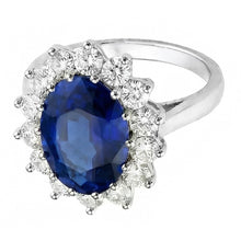 Afbeelding in Gallery-weergave laden, Ovaal Geslepen Blauwe Saffier Gekleurde Steen Ring in 14K
