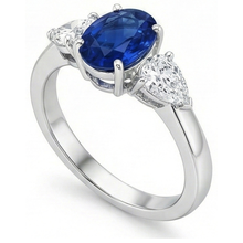Afbeelding in Gallery-weergave laden, echte oval saffier 3.50karaat ring close-up detail
