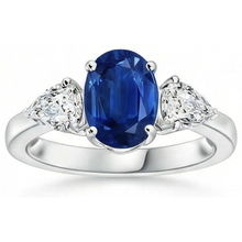 Afbeelding in Gallery-weergave laden, echte oval saffier 3.50karaat ring vooraanzicht
