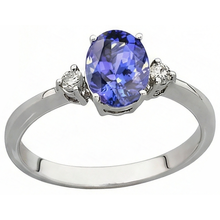 Afbeelding in Gallery-weergave laden, echte round tanzaniet 1.95karaat ring close-up detail
