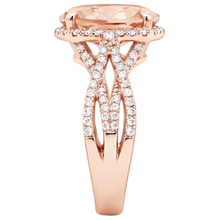 Afbeelding in Gallery-weergave laden, Ovaal en rond 9,25 ct Morganite met Natuurlijke echte diamanten ( niet in een laboratorium gekweekt ) ring goud 14K

