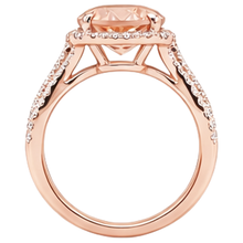 Afbeelding in Gallery-weergave laden, Ovaal en rond 9,25 ct Morganite met Natuurlijke echte diamanten ( niet in een laboratorium gekweekt ) ring goud 14K
