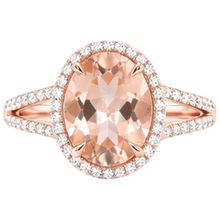 Afbeelding in Gallery-weergave laden, Ovaal en rond geslepen 19,75 ct Morganite met Natuurlijke echte diamanten ( niet in een laboratorium gekweekt ) ring tweekleurig goud
