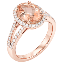 Afbeelding in Gallery-weergave laden, Ovaal en rond geslepen 19,75 ct Morganite met Natuurlijke echte diamanten ( niet in een laboratorium gekweekt ) ring tweekleurig goud
