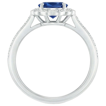 Afbeelding in Gallery-weergave laden, Ovaal en rond geslepen 4,20 ct saffier en Natuurlijke echte diamanten ( niet in een laboratorium gekweekt ) ring wit goud 14K
