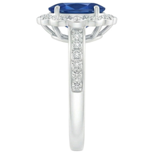 Afbeelding in Gallery-weergave laden, Ovaal en rond geslepen 4,20 ct saffier en Natuurlijke echte diamanten ( niet in een laboratorium gekweekt ) ring wit goud 14K
