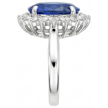 Afbeelding in Gallery-weergave laden, Ovaal- en Rondgeslepen Ceylon Kleur Saffier 8.01 Karaat IGI GECERTIFICEERDE Diamanten Ring WG 14K
