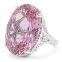 Afbeelding in Gallery-weergave laden, Ovaal geslepen roze kunziet Natuurlijke echte diamanten ( niet in een laboratorium gekweekt ) edelsteen ring 20,50 ct wit goud 14k
