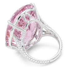 Afbeelding in Gallery-weergave laden, Ovaal geslepen roze kunziet Natuurlijke echte diamanten ( niet in een laboratorium gekweekt ) edelsteen ring 20,50 ct wit goud 14k
