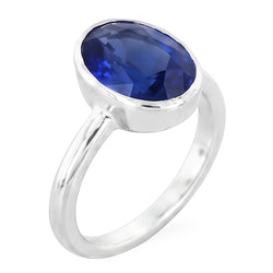 Ovaal geslepen saffier Solitaire Ring Bezel Set 2 karaats dames sieraden