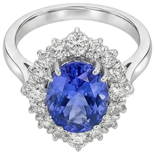 Afbeelding in Gallery-weergave laden, echte round tanzaniet 5.20karaat ring close-up detail
