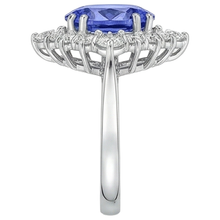 Afbeelding in Gallery-weergave laden, echte round tanzaniet 5.20karaat ring met diamantaccenten
