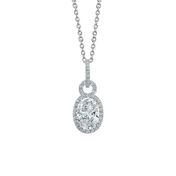 Ovaal En Rond Geslepen Echt Diamanten Hanger Ketting 3,4 Ct