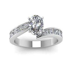 Ovale & Ronde 3 Karaat Natuurlijke uit de aarde gewonnen Diamanten Trouwring Witgoud 14K