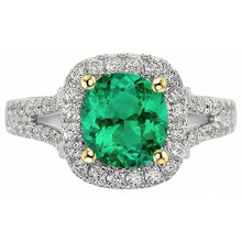 Afbeelding in Gallery-weergave laden, Colombiaanse Smaragd Edelsteen Ring 2-karaat Bicolor 14K Goud – vooraanzicht

