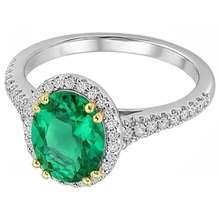 Afbeelding in Gallery-weergave laden, Fijne Smaragd Edelsteen Ring 4 karaat Bicolor 14K Goud – vooraanzicht
