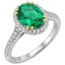 Afbeelding in Gallery-weergave laden, Edelsteen Ring Bicolor 14K Goud met Fijne Smaragd – zijaanzicht
