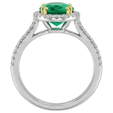 Afbeelding in Gallery-weergave laden, Fijne Smaragd Edelsteen Ring 4-karaat Bicolor 14K Goud – achteraanzicht
