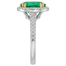 Afbeelding in Gallery-weergave laden, Edelsteen Ring Bicolor 14K Goud met Fijne Smaragd – bovenaanzicht
