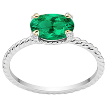 Afbeelding in Gallery-weergave laden, Colombiaanse Smaragd Sieraadsteen Ring 2-karaat Bicolor 14K Goud – profielaanzicht
